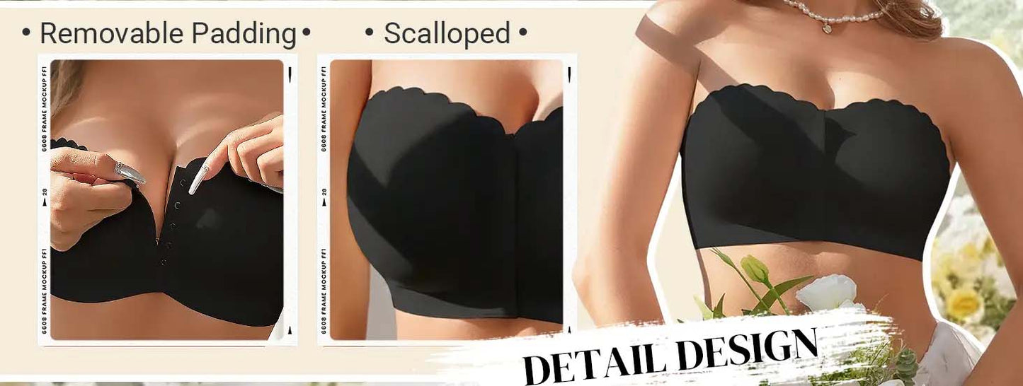 סגירה קדמית חלקה עם רצועות כתף וחזיית בנדאו