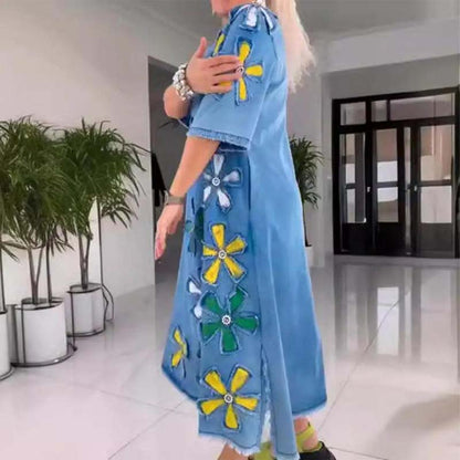 🌸שמלה נינוחה עם צווארון עגול