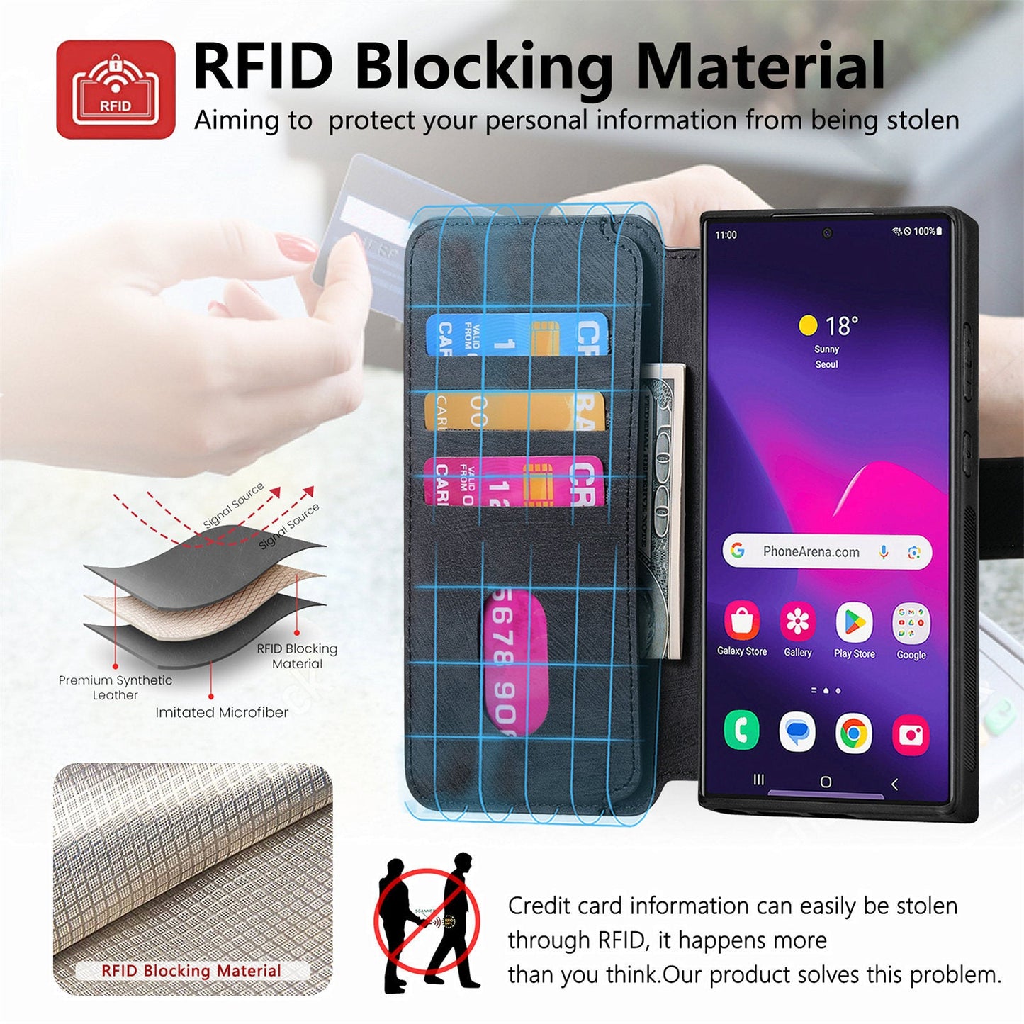 נרתיק 2 ב-1 לטלפון מגנטי, נשלף