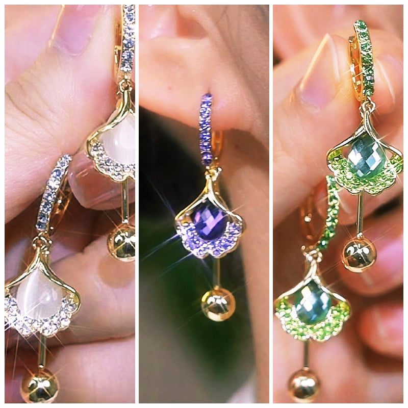 ⏳מבצע מוגבל בזמן💎עגילי עלי גינקו עדינים לנשים